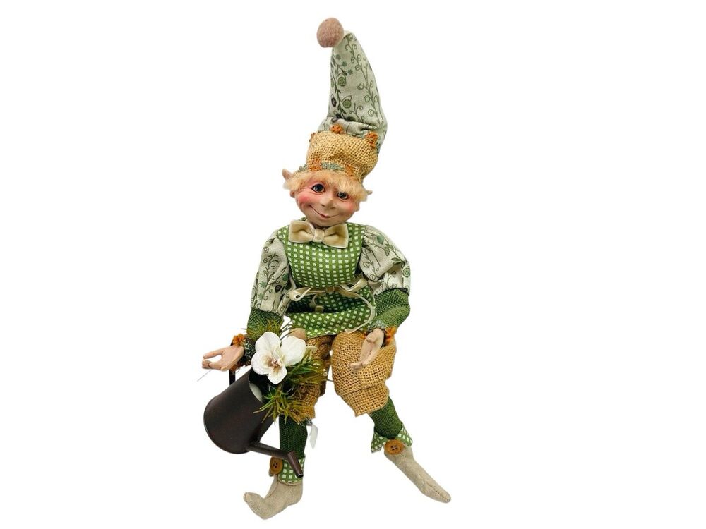 Raz Imports Posable Garden Elf Jester Fully Poseable Shelf Sitter Hangable 16"